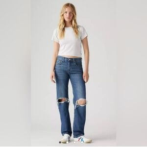 Levi's Low Pro Straight Leg Jeans With Blowout Knees - Size 24 Womens